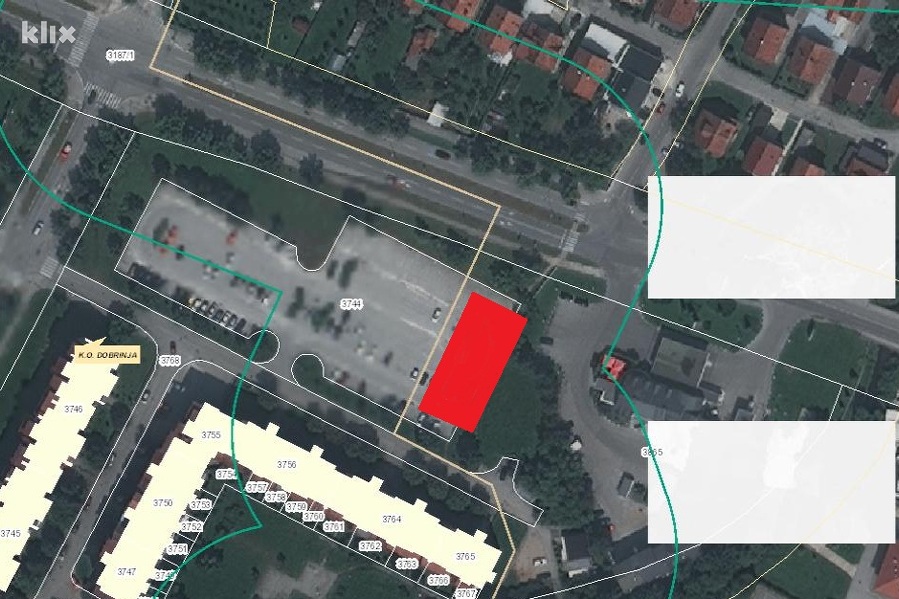 Okvirna lokacija objekta u izgradnji (crveno)