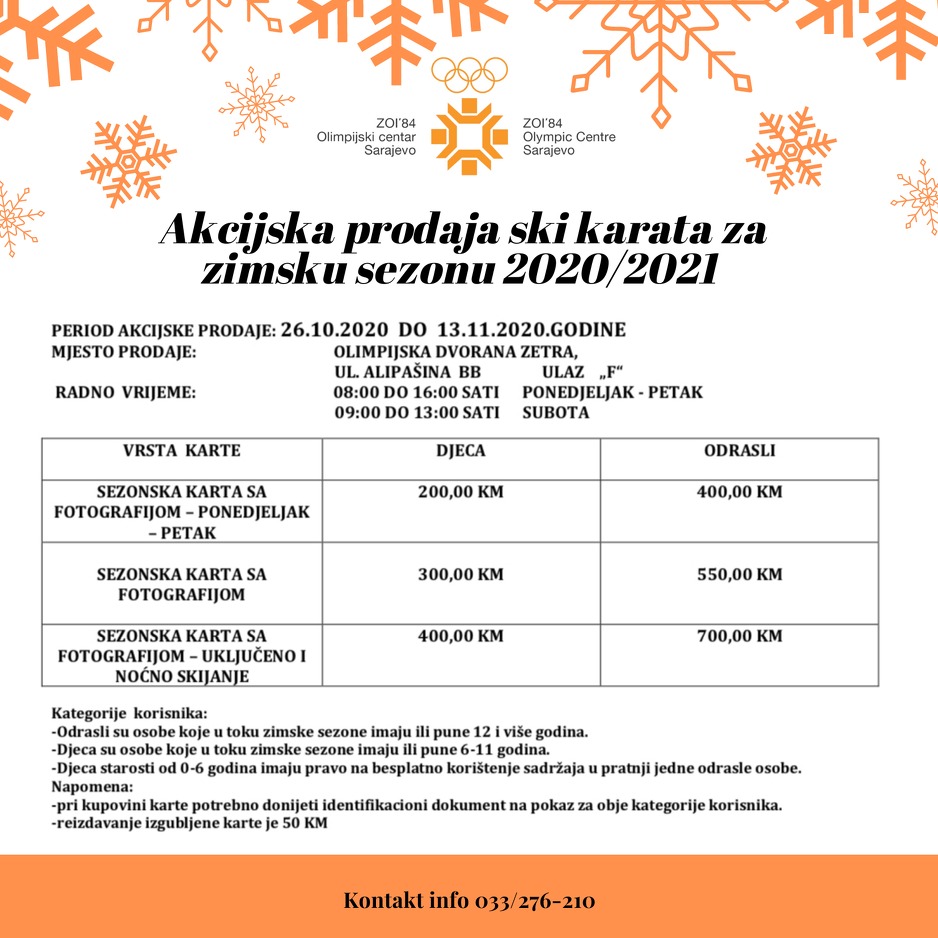 Cjenovnik ski karti (Foto: ZOI)