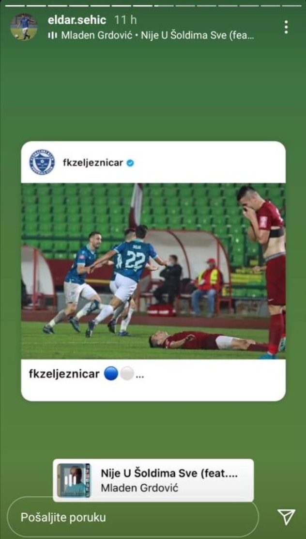 Status Eldara Šehića na društvenim mrežama nakon derbija na Koševu (Foto: Screenshot)
