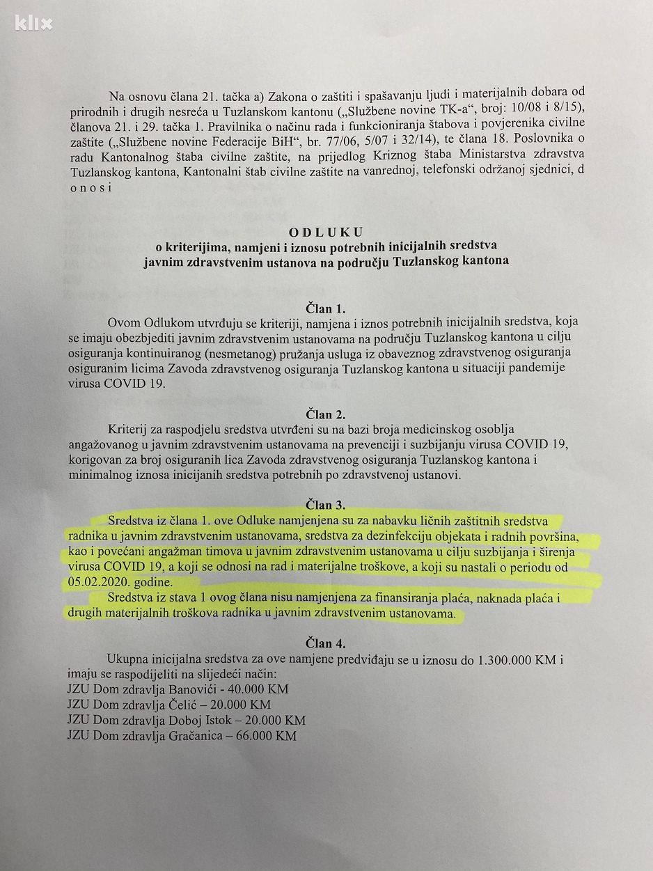 Odluka o utrošku sredstava dodijeljenih domovima zdravlja (Foto: A. K./Klix.ba)