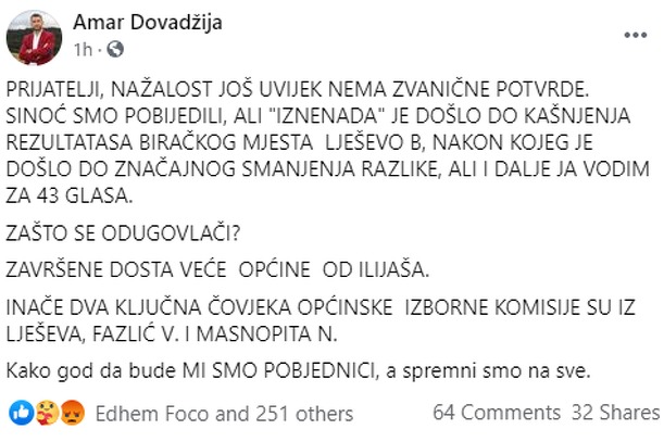 Amar Dovadžija iznenađen obratom