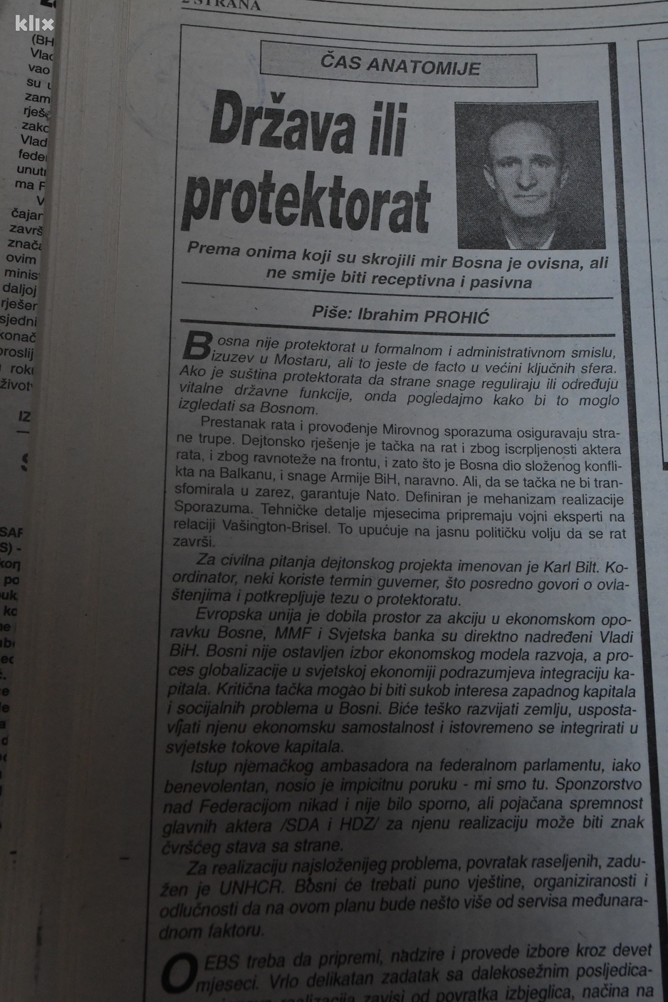 Kolumna Ibrahima Prohića za Oslobođenje: Država ili protektorat (Foto: D. Ć./Klix.ba)