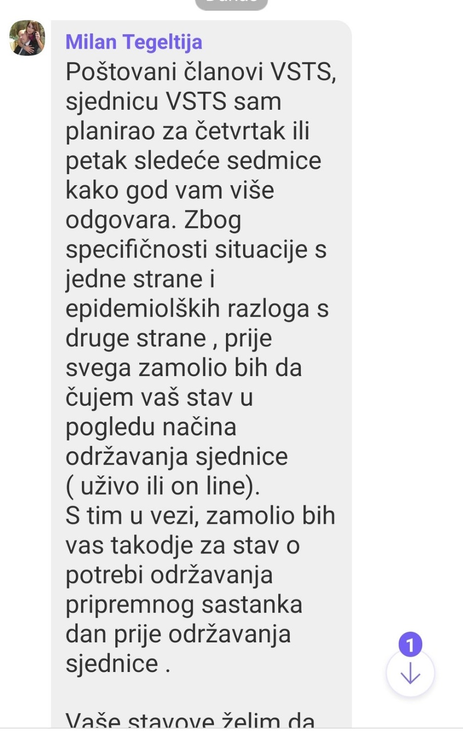 Dio poruke na Viberu