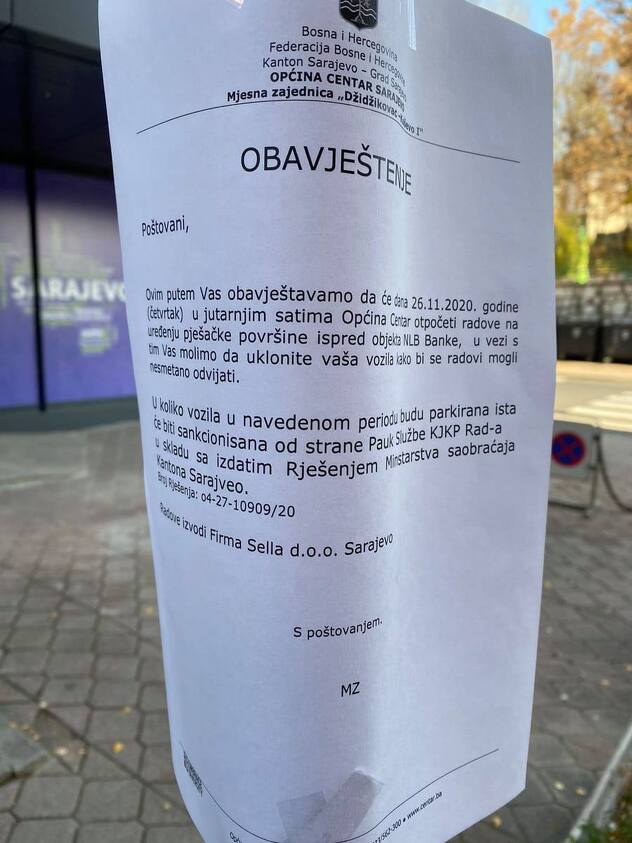 Obavijest o radovima