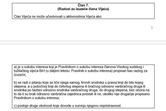 Razlozi za izuzeće člana Vijeća