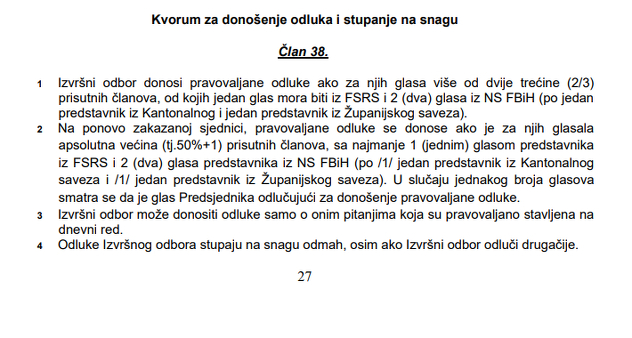 Izmijenjeni član novog Statuta