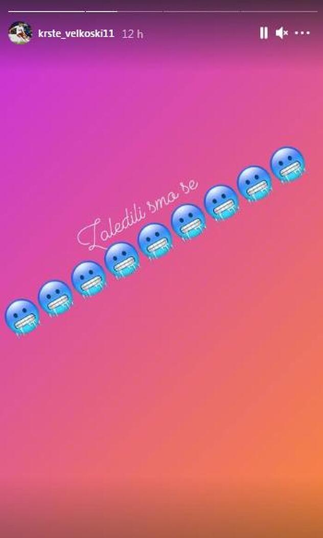 Objava Krste Velkoskog na Instagramu