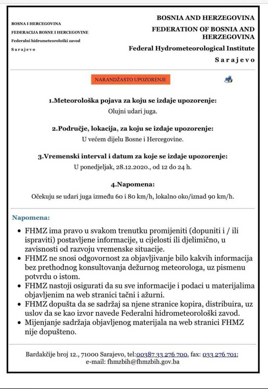 Upozorenje FUCZ-a