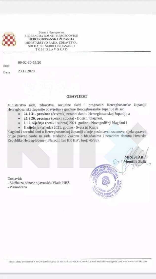 Dopis iz Ministarstva