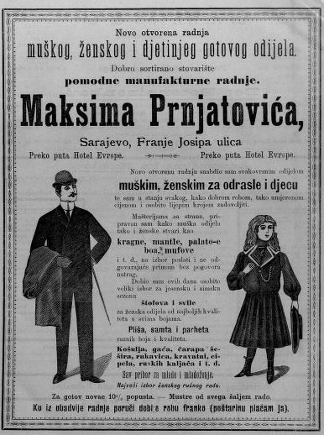Reklama Maksima Prnjatovića (Foto: Historijski arhiv Sarajevo)