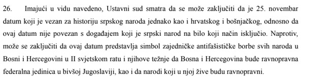 Dio odluke Ustavnog suda BiH