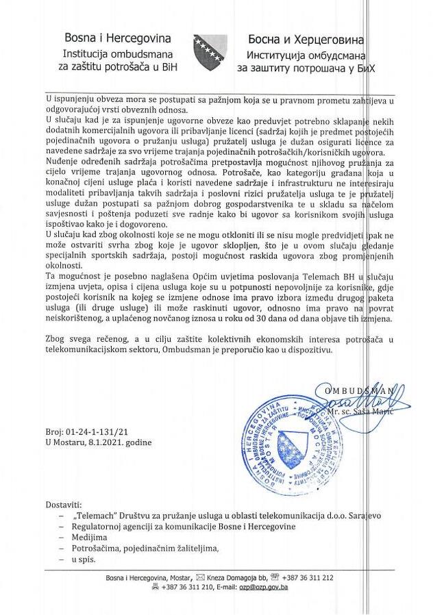 ombudsman za zaštitu potrošača u BiH
