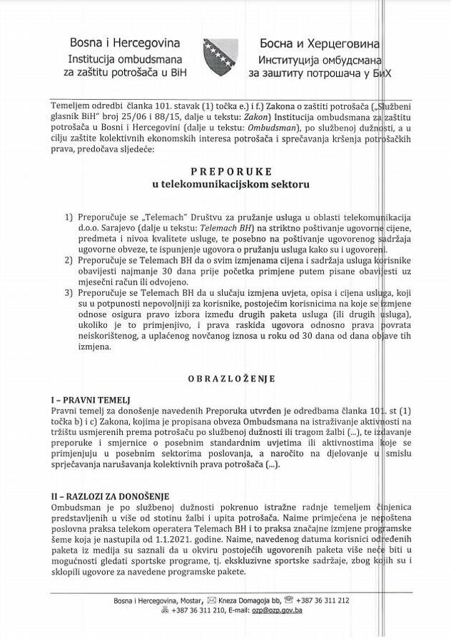 ombudsman za zaštitu potrošača u BiH