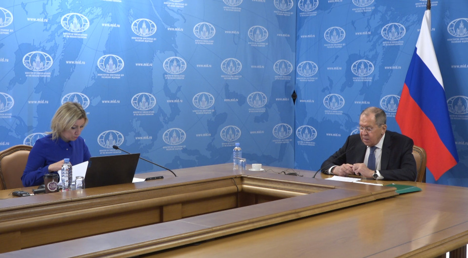 Maria Zakharova i Sergej Lavrov tokom press konferencije (Foto:Screenshot)
