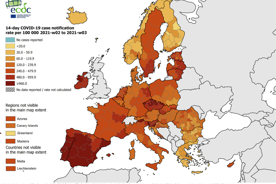 Mapa: ECDC