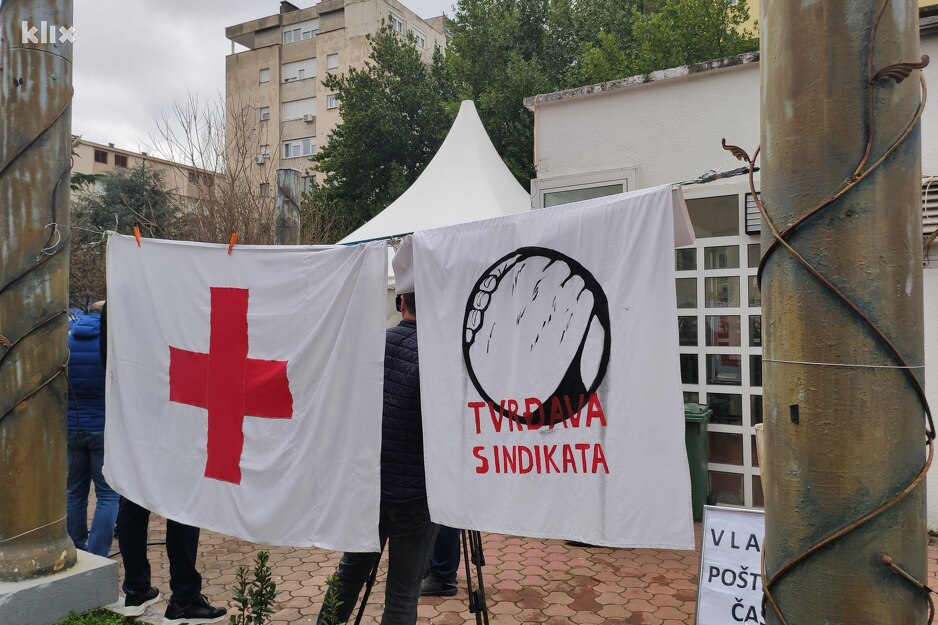 Šator sindikalaca kod Vlade HNK (Foto: G. Š./Klix.ba)