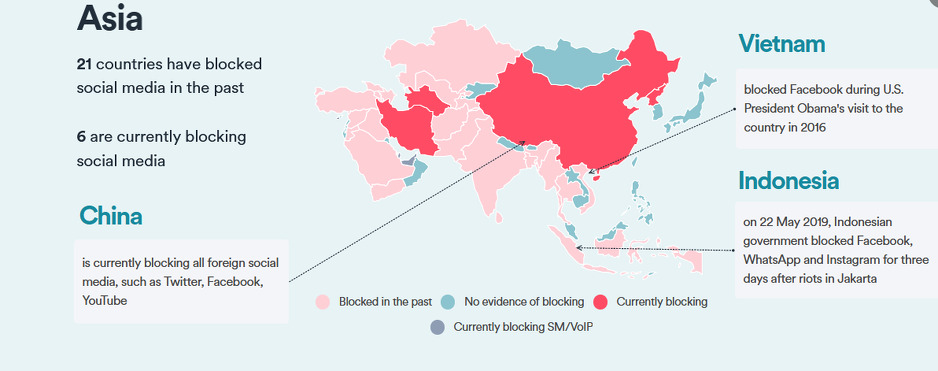 Azija prednjači u blokiranju društvenih mreža (Foto:Surfshark)