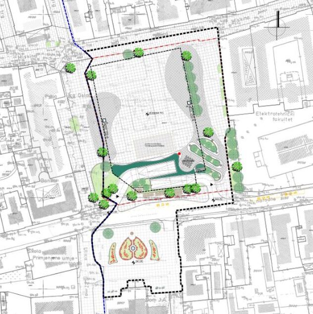 Tlocrt urbanističkog rješenja za trg i površinu ispred Doma Armije (Foto: Općina Stari Grad)
