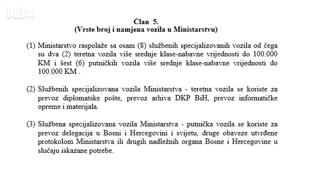 Prijedlog Pravilnika o uslovima nabavke i načinu korištenja službenih specijalizivanih vozila MVP BiH i DKP BiH