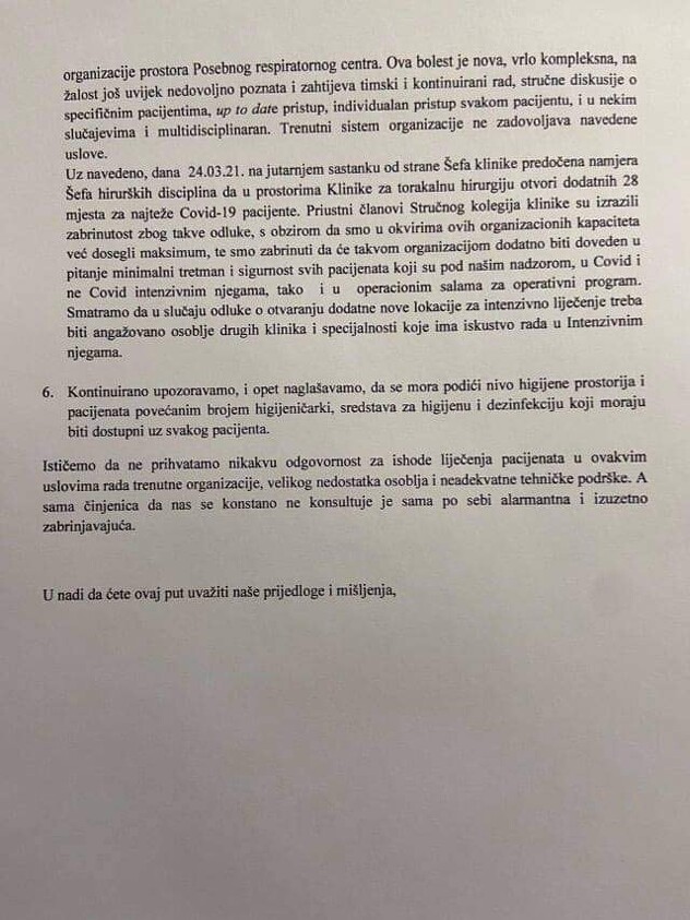 Danas objavljeno pismo