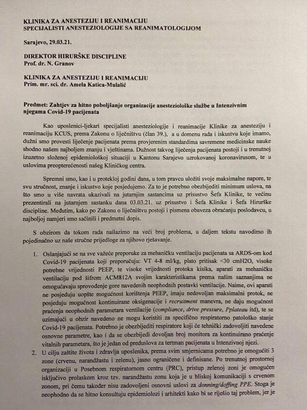 Danas objavljeno pismo