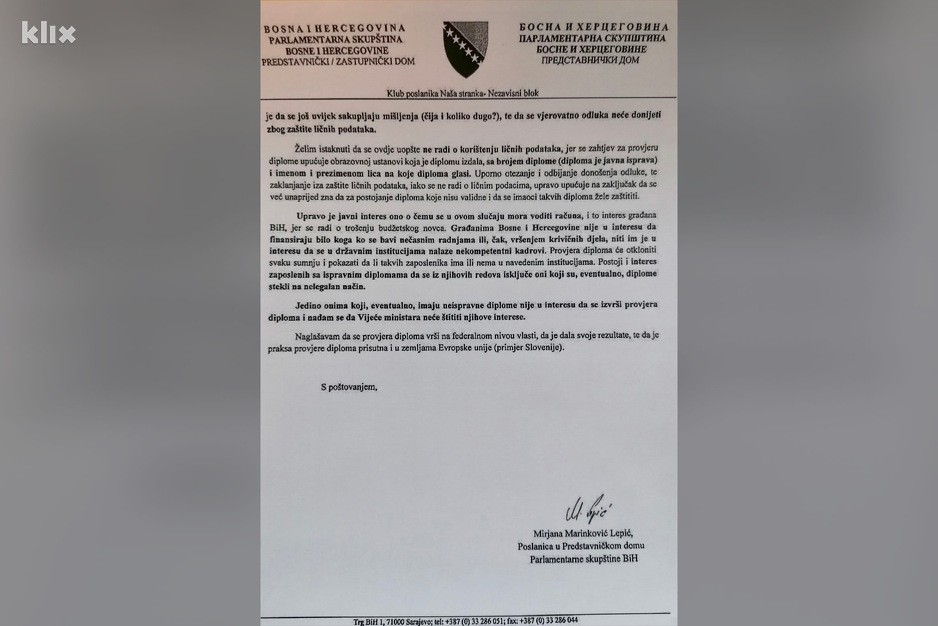 Urgencija upućena Vijeću ministara BiH (Foto: Klix.ba)