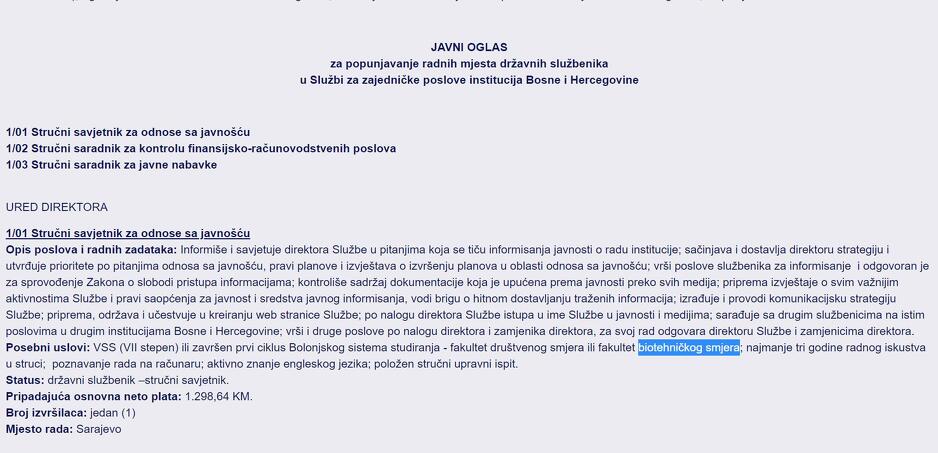 Tekst javnog oglasa