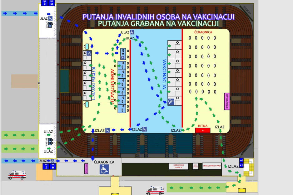 Plan vakcinacije u gradskoj areni (Foto: E. M./Klix.ba)
