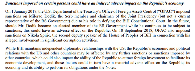 Investitori upozoreni da je Dodik pod sankcijama SAD-a