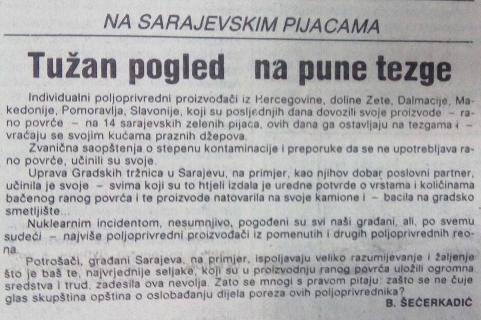 Novinski tekstovi o katastrofi u Černobilu (Foto: Historijski arhiv Sarajevo)