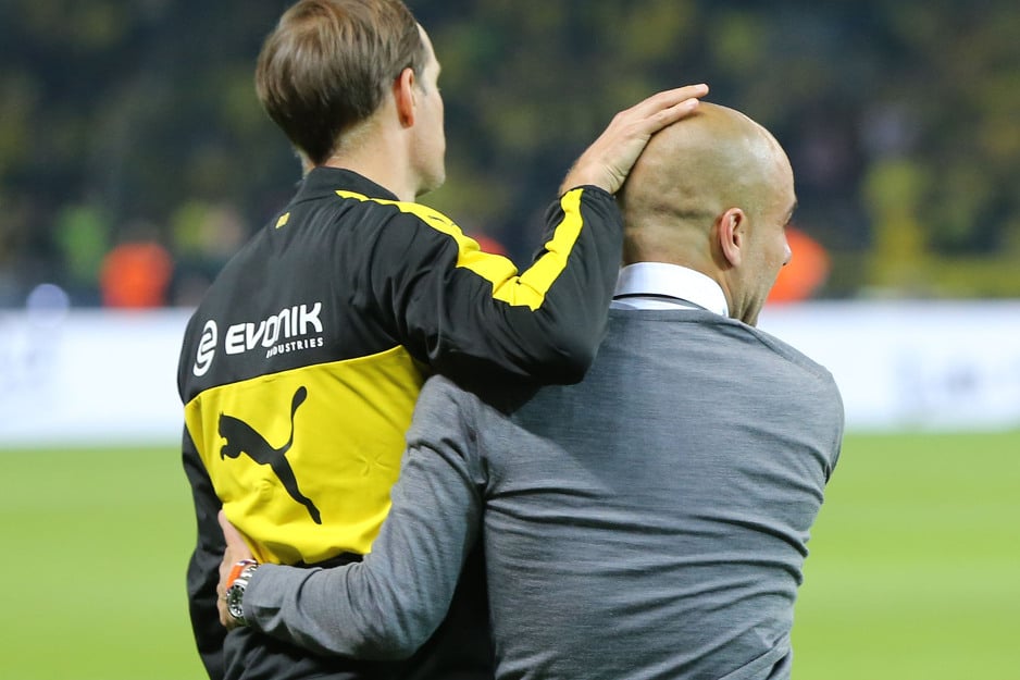 Tuchel i Guardiola tokom duela Borussije i Bayerna iz 2016. godine (Foto: EPA-EFE)