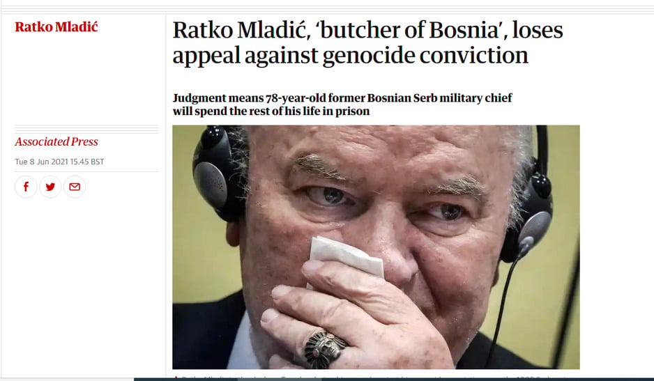 The Guardian o presudi ratnom zločincu