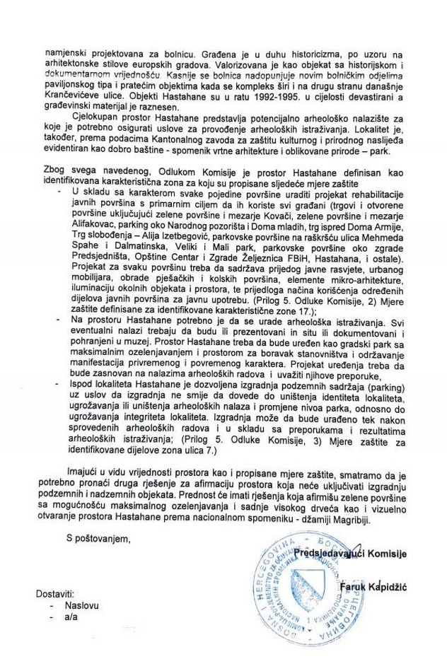 Odluka Komisije o zgradi Centralne banke BiH (Foto: Komisija za očuvanje nacionalnih spomenika BiH)