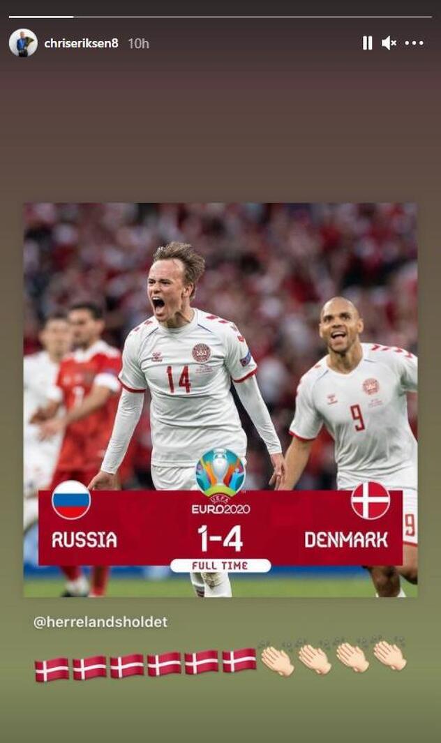 Objava Christiana Eriksena na društvenoj mreži Instagram