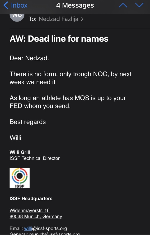 Odgovor ISSF-a na upit SK Sarajevo