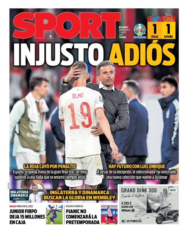 Naslovnica današnjeg Sporta