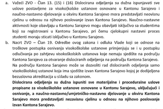 Dijelovi trenutnog zakona i Nacrta zakona
