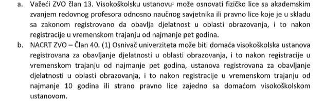 Dijelovi trenutnog zakona i Nacrta zakona