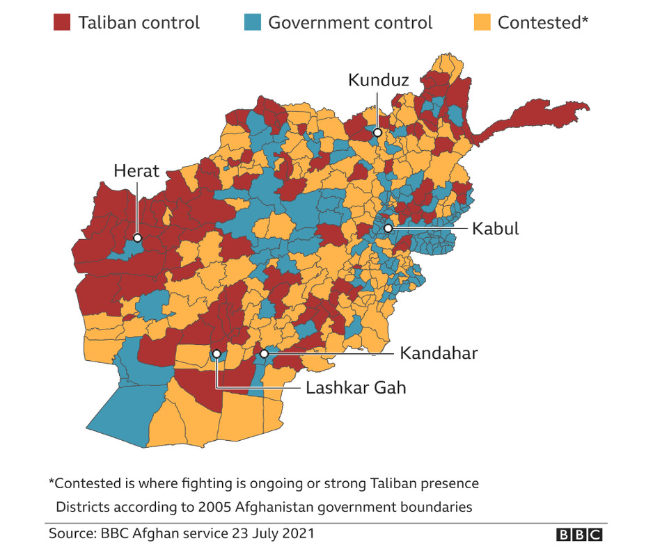 Trenutni odnos snaga u Afganistanu (Foto:BBC)