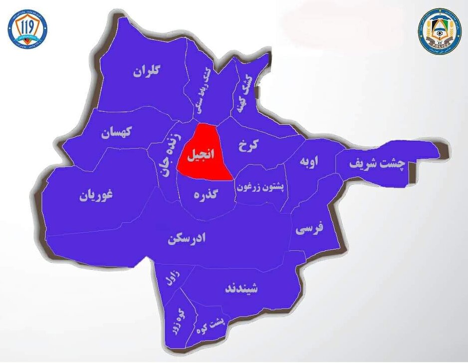 Herat (crveno) okružen talibanima (plavo) (Foto:Twitter)