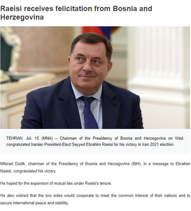 Vijest objavila iranska agencija