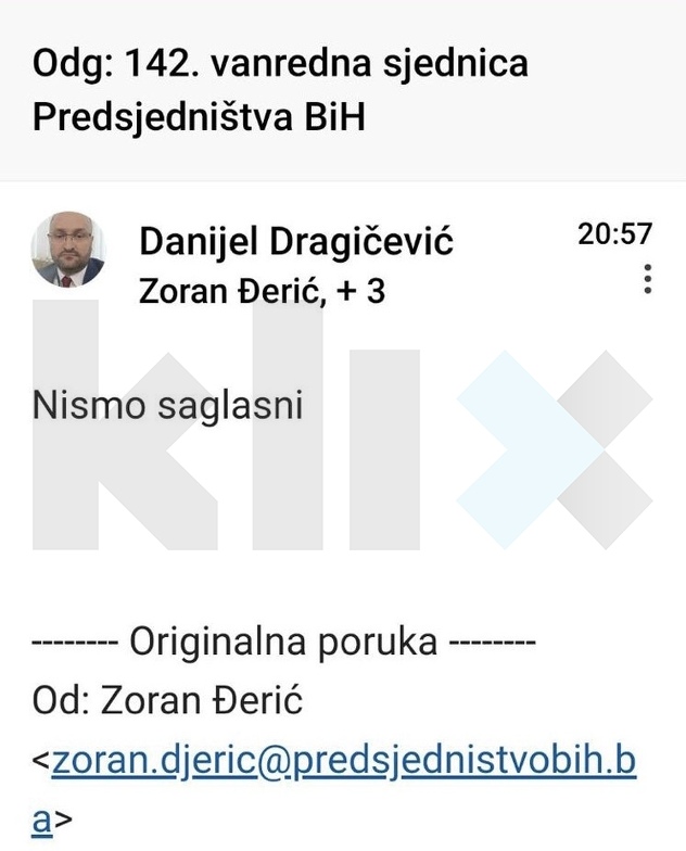 Faksimil glasanja iz Dodikovog kabinate