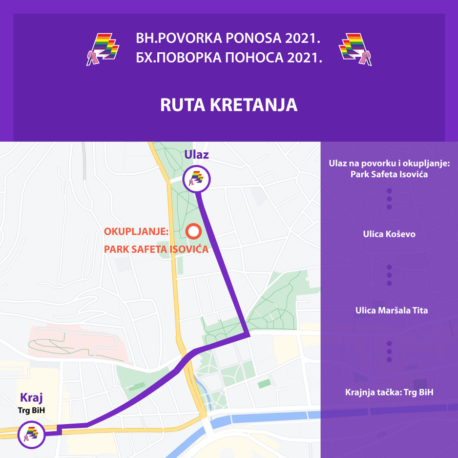 Ruta kretanja Bh. povorke ponosa