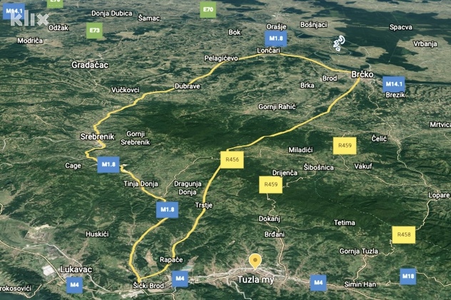 Projekcija trase autoceste kreirana na osnovu kartografskog prikaza iz studije izvodljivosti projekta (Foto: A. K./Klix.ba)