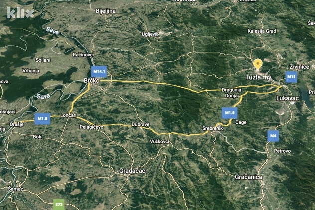 Projekcija trase autoceste kreirana na osnovu kartografskog prikaza iz studije izvodljivosti projekta (Foto: A. K./Klix.ba)