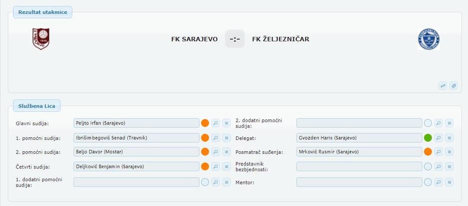 Službena lica za sarajevski derbi