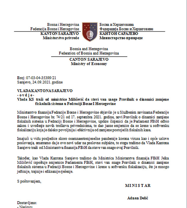 Zahtjev Vlade KS