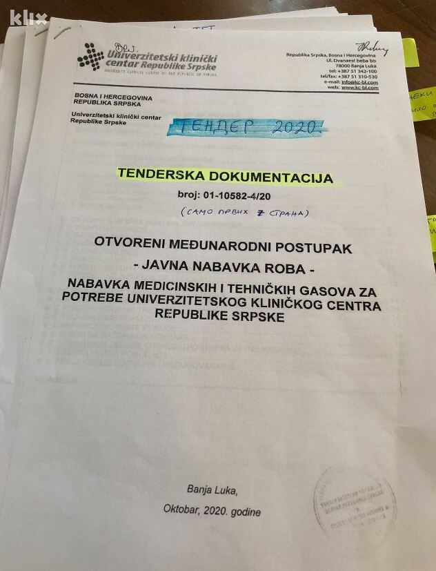 Tender iz oktobra 2020. (Foto: Klix.ba)