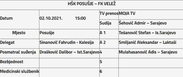 Nogometni savez BiH delegirao je Šehovića i Tešanovića na novi meč Veleža