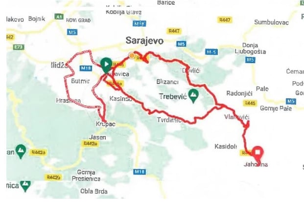 Ruta kojom će se kretati biciklisti